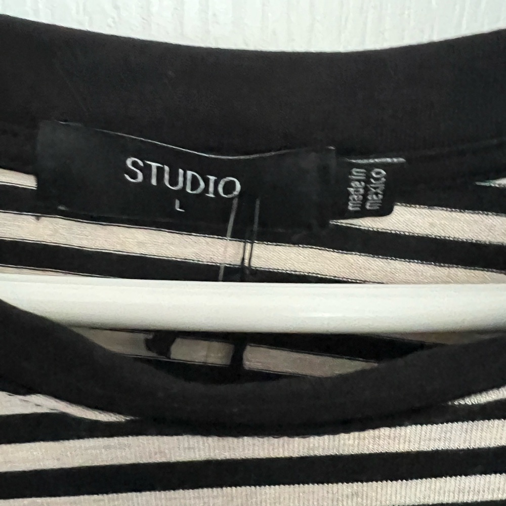 Studio Monochrome Striped Tee. Waist length. Chic and super comfortable. Soft. - Picture 2 of 14